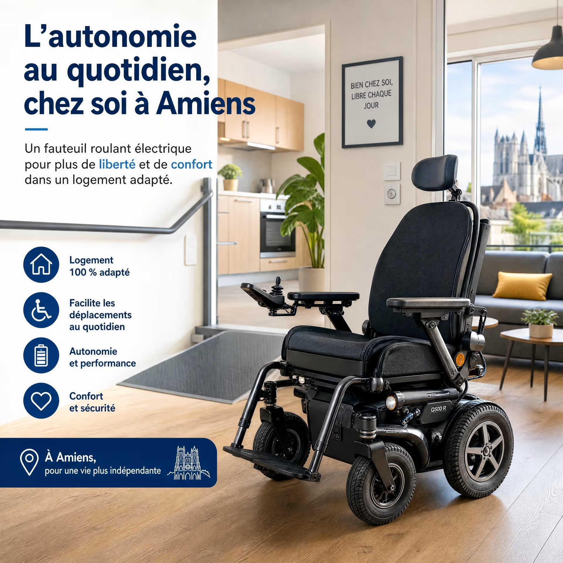 Fauteuil roulant électrique et logement adapté à Amiens