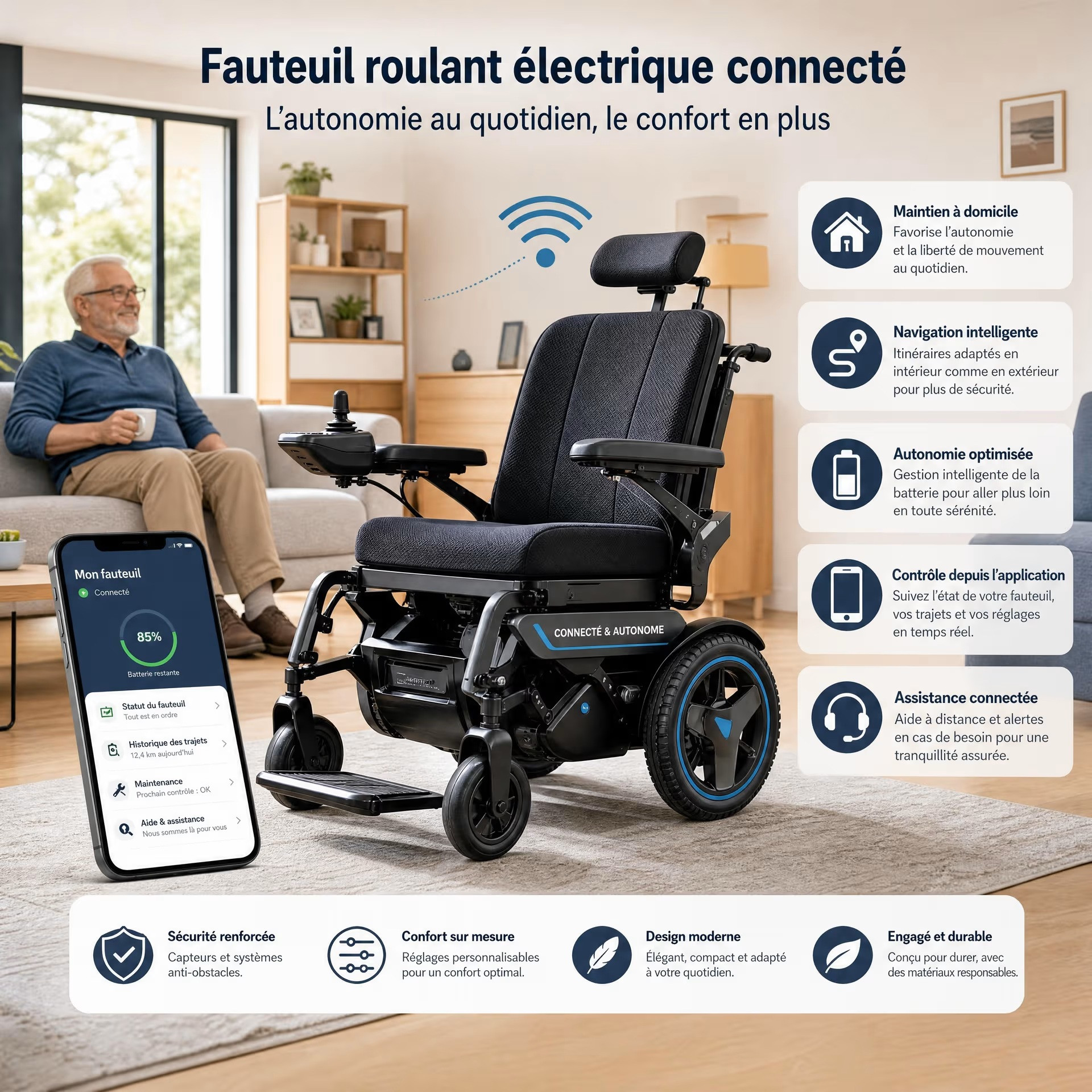 Fauteuil Roulant Électrique Connecté : L'Autonomie à Domicile en 2026