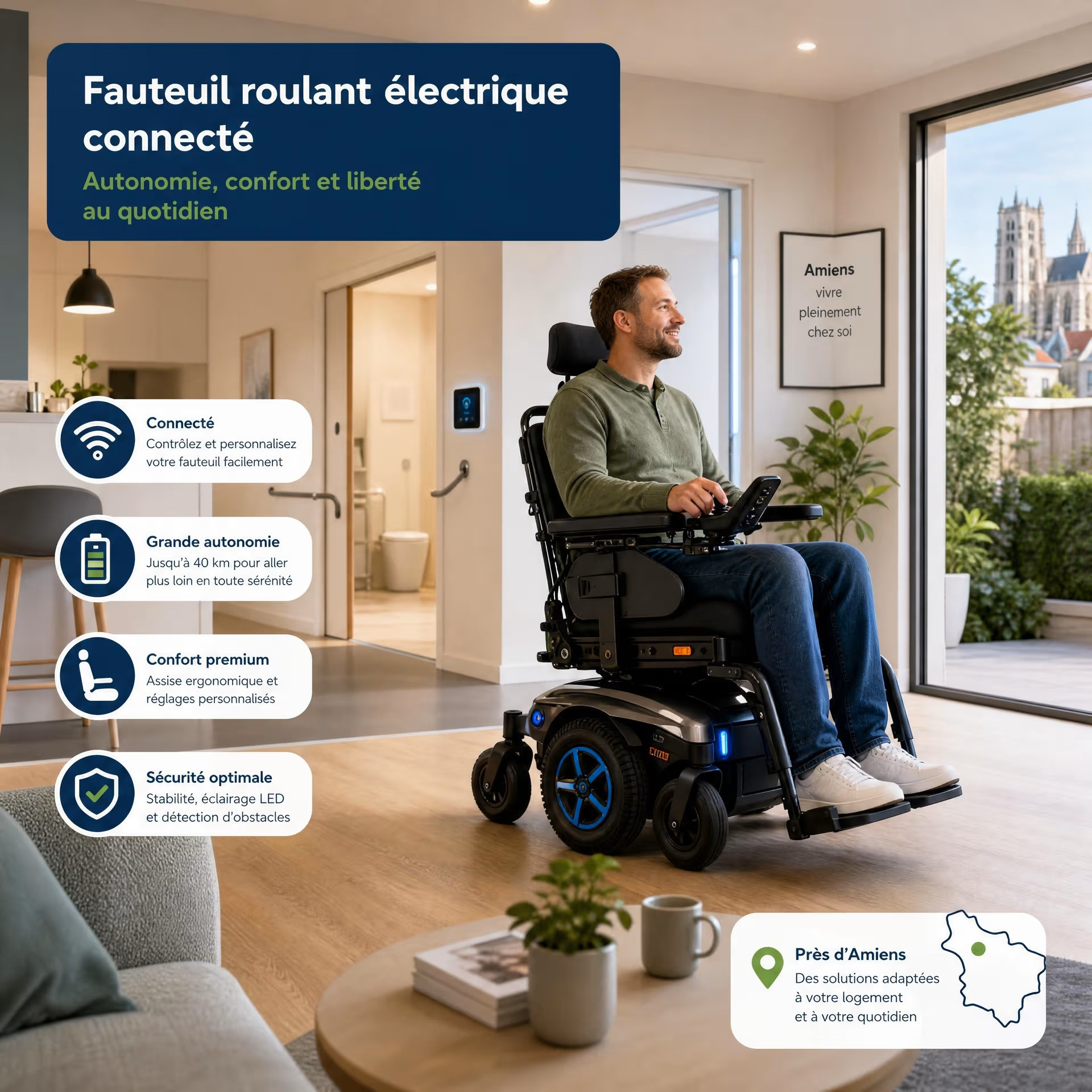 Fauteuil roulant électrique connecté : autonomie et confort à Amiens
